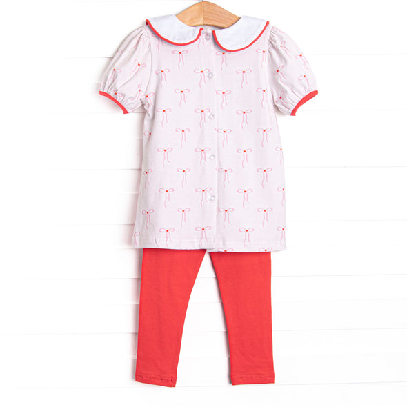 Be Mine Bow Legging Set, Red