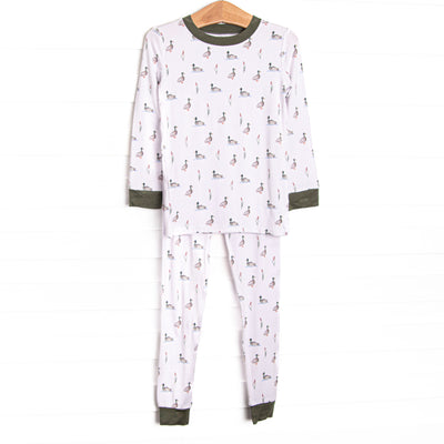 Migrating Mallard Bamboo Pajama Set, Green
