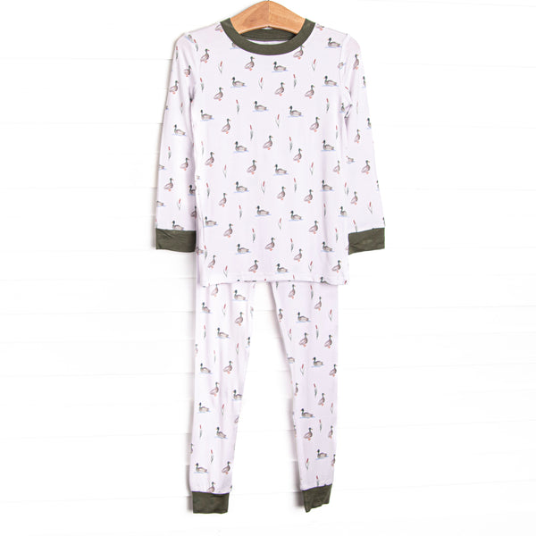 Migrating Mallard Bamboo Pajama Set, Green