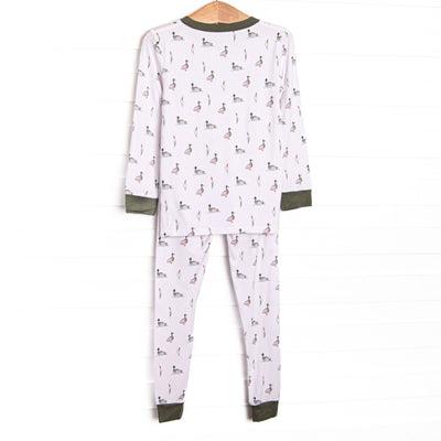 Migrating Mallard Bamboo Pajama Set, Green