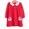 Heartfelt Note Applique Dress, Red