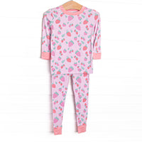 This set is made of the extremely soft, stretchy bamboo viscose fabric that feels like butter and features a strawberry print.
