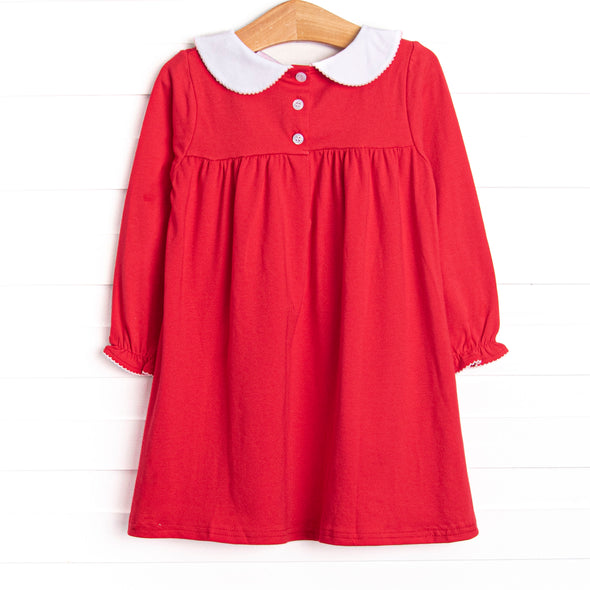 Heartfelt Note Applique Dress, Red