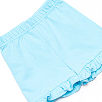 Bonnie Ruffle Short Set, Aqua and Light Pink Stripe