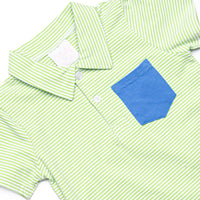Levi Short Set, Medium Blue and Light Green Stripe