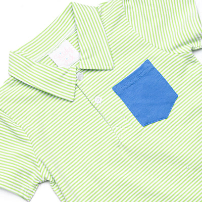 Levi Short Set, Medium Blue and Light Green Stripe