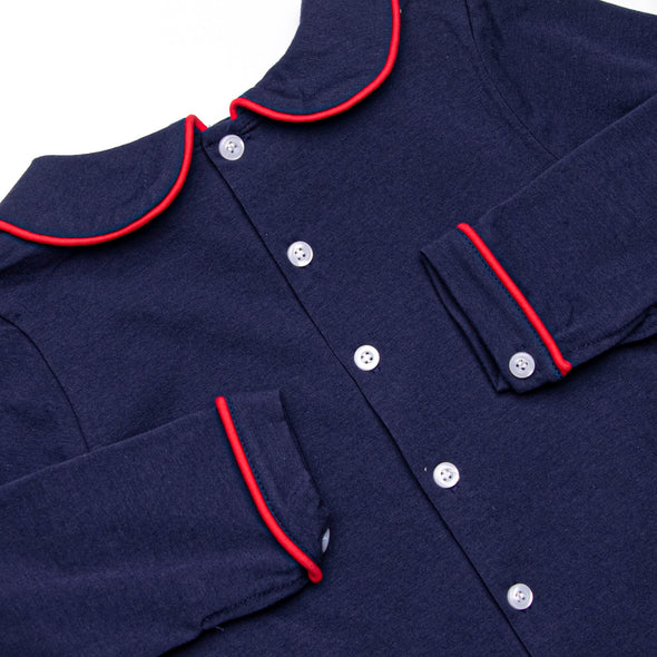 Heartfelt Note Applique Diaper Set, Navy