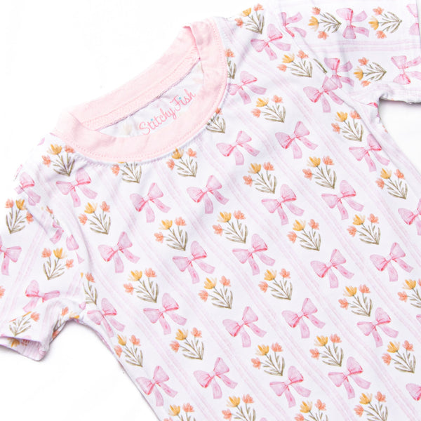 Bedtime Bouquets Bamboo Pajama Short Set, Pink
