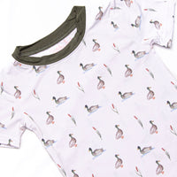 Migrating Mallard Bamboo Pajama Short Set, Green