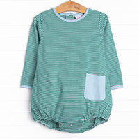 This cozy knit favorite is a staple for every little guy's closet. Featured here in forest green stripes