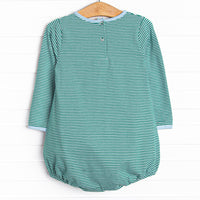Noah Long Sleeve Pocket Bubble, Forest Green Stripe