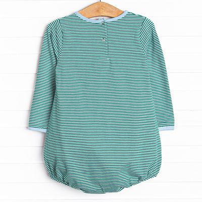 Noah Long Sleeve Pocket Bubble, Forest Green Stripe