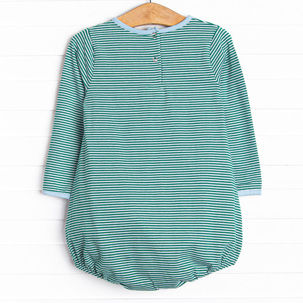 Noah Long Sleeve Pocket Bubble, Forest Green Stripe