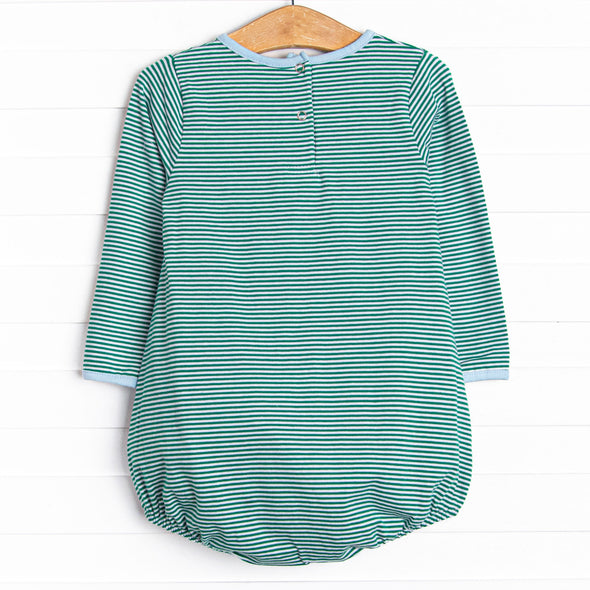 Noah Long Sleeve Pocket Bubble, Forest Green Stripe