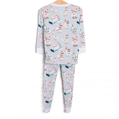 Gifting Geese Bamboo Pajama Set, Mint