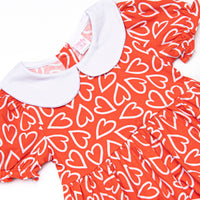 Hand-Drawn Hearts Dress, Red