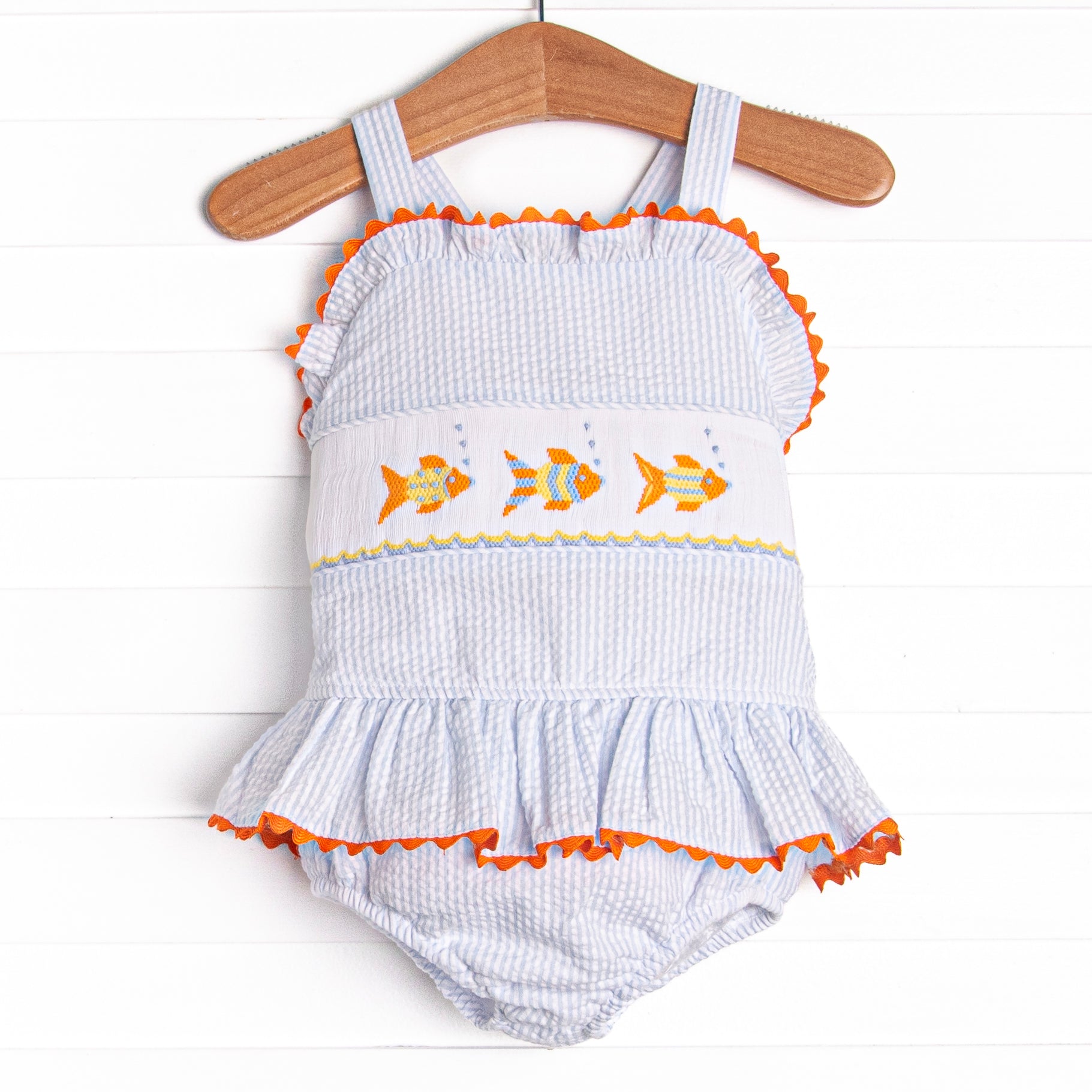 School of Fish Smocked One Piece, Blue – Stitchy Fish