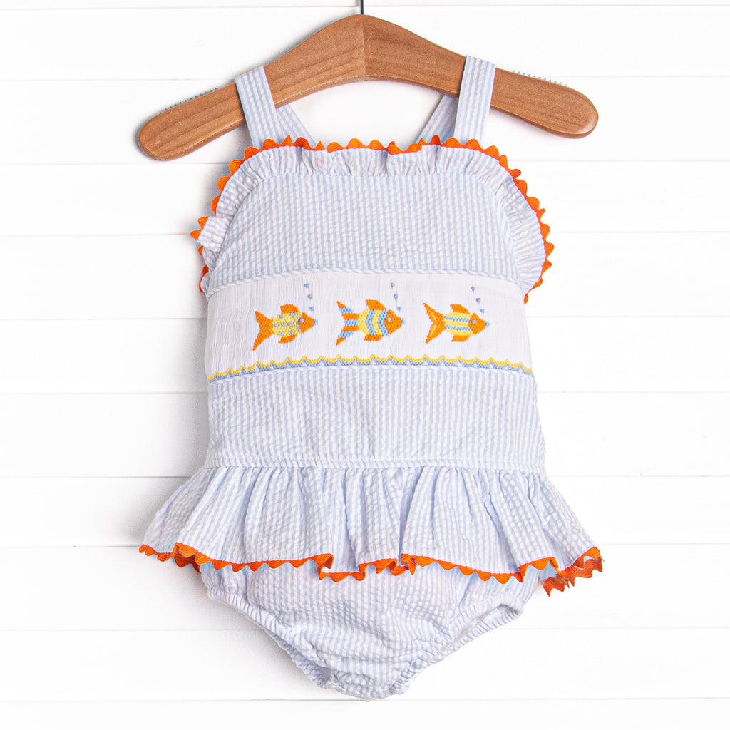 School of Fish Smocked One Piece, Blue – Stitchy Fish