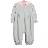 Holiday Trinket Trio Embroidered Romper, Green