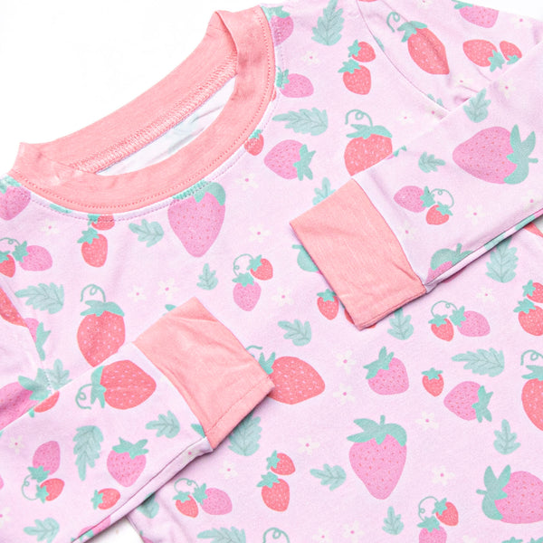 Strawberry Slumber Bamboo Pajama Set, Pink