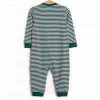 Hillside Hunt Applique Romper, Hunter Green