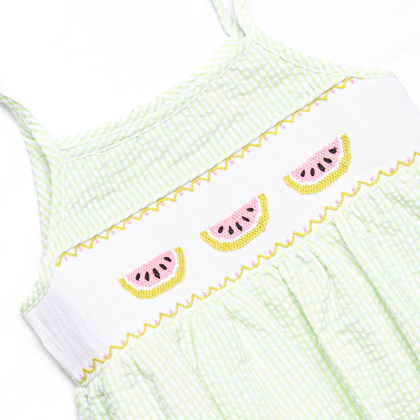 Seersucker Slices Smocked Bubble, Green