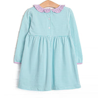 Zoe Ruffle Pocket Dress, Purple and Mint Stripe