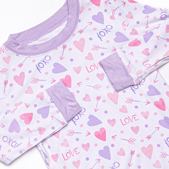 X's and O's Bamboo Pajama Set, Purple