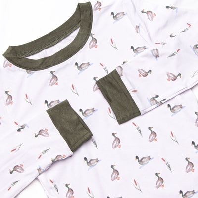 Migrating Mallard Bamboo Pajama Set, Green