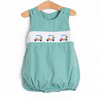 Gone Golfin' Smocked Bubble, Green Gingham
