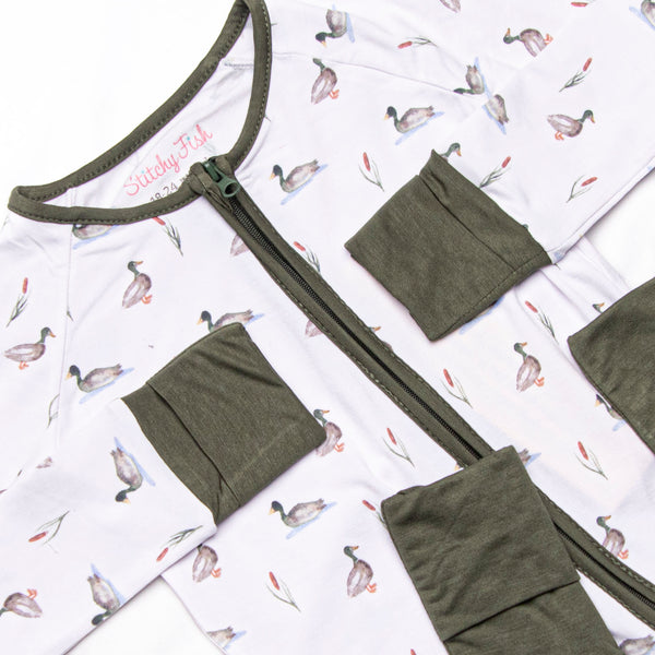 Migrating Mallard Bamboo Zippy Pajama, Green
