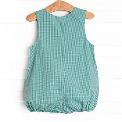 Gone Golfin' Smocked Bubble, Green Gingham