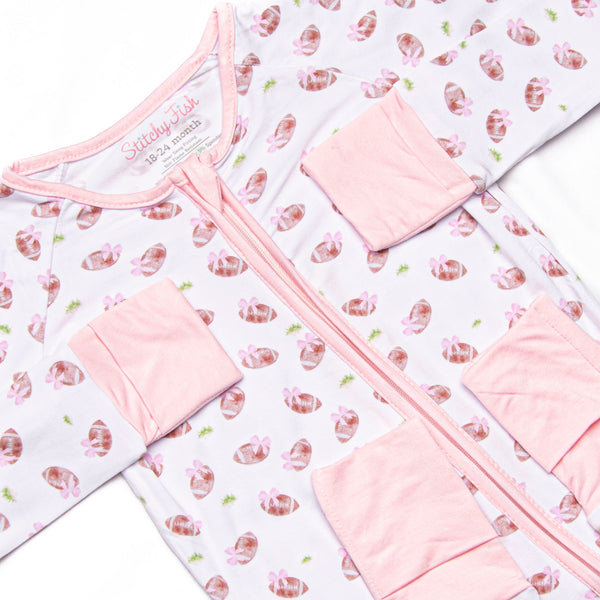 Touchdown Time Bamboo Zippy Pajama, Pink