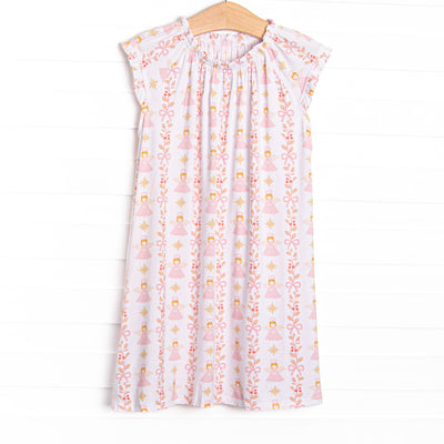 This night gown is made of the extremely soft, stretchy bamboo viscose fabric that feels like butter and features a pink angel print.