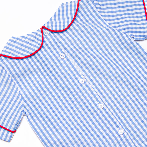 Forget Me Not Embroidered Diaper Set, Blue