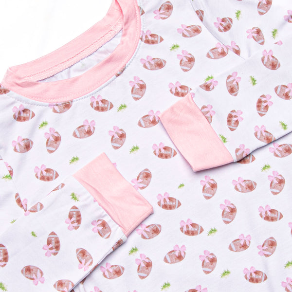 Touchdown Time Bamboo Pajama Set, Pink