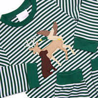 Hillside Hunt Applique Romper, Hunter Green
