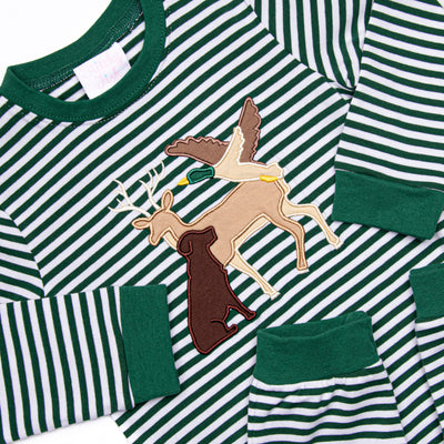 Hillside Hunt Applique Romper, Hunter Green