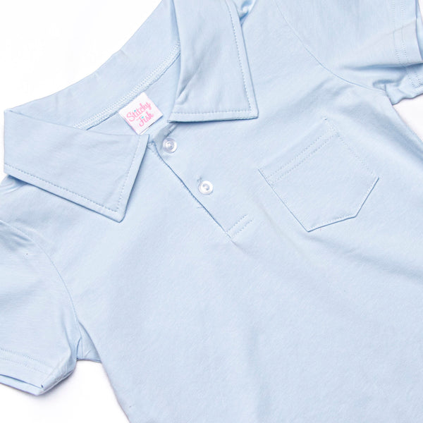 Touchdown Time Polo Short Set, Blue