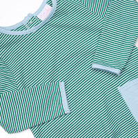 Noah Long Sleeve Pocket Bubble, Forest Green Stripe