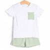 Evan Short Set, Light Green Stripe