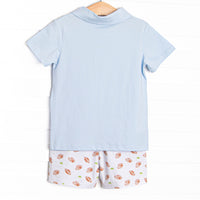 Touchdown Time Polo Short Set, Blue