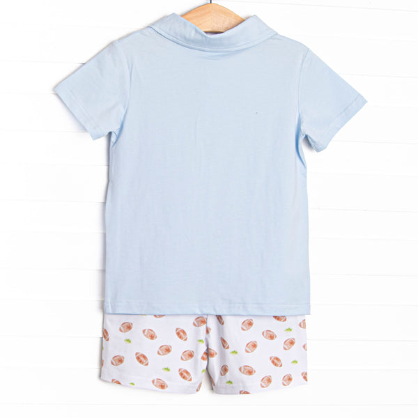 Touchdown Time Polo Short Set, Blue
