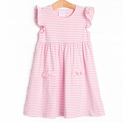 Everly Dress, Light Pink Stripe