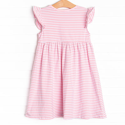 Everly Dress, Light Pink Stripe