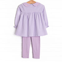 Candy Hearts Applique Legging Set, Purple