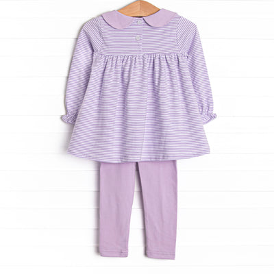 Candy Hearts Applique Legging Set, Purple