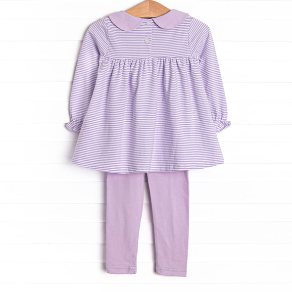 Candy Hearts Applique Legging Set, Purple