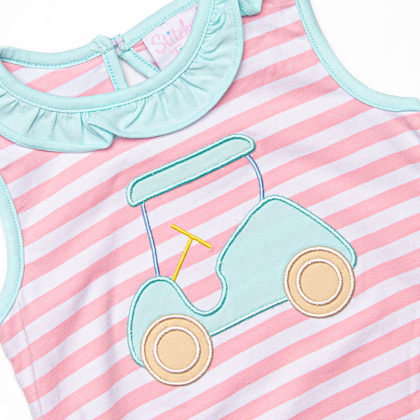 Hooray Fore Summer Applique Bubble, Pink Stripe