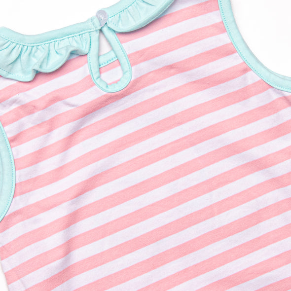 Hooray Fore Summer Applique Bubble, Pink Stripe